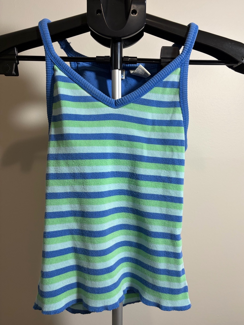 Vintage Tilt Blue Green Striped Ribbed Tank Top S Y2K 2000s